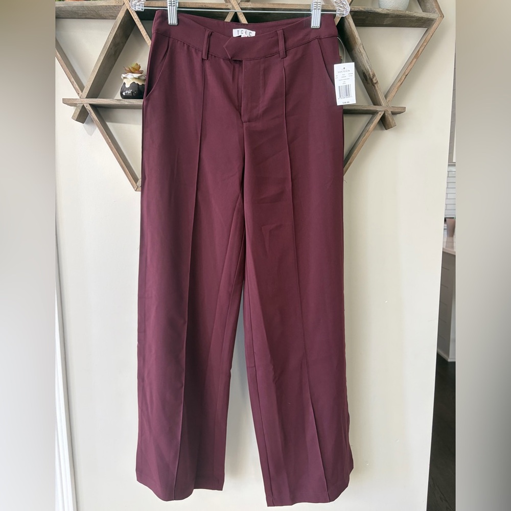 Women’s TCEC Burgundy trouser pants.